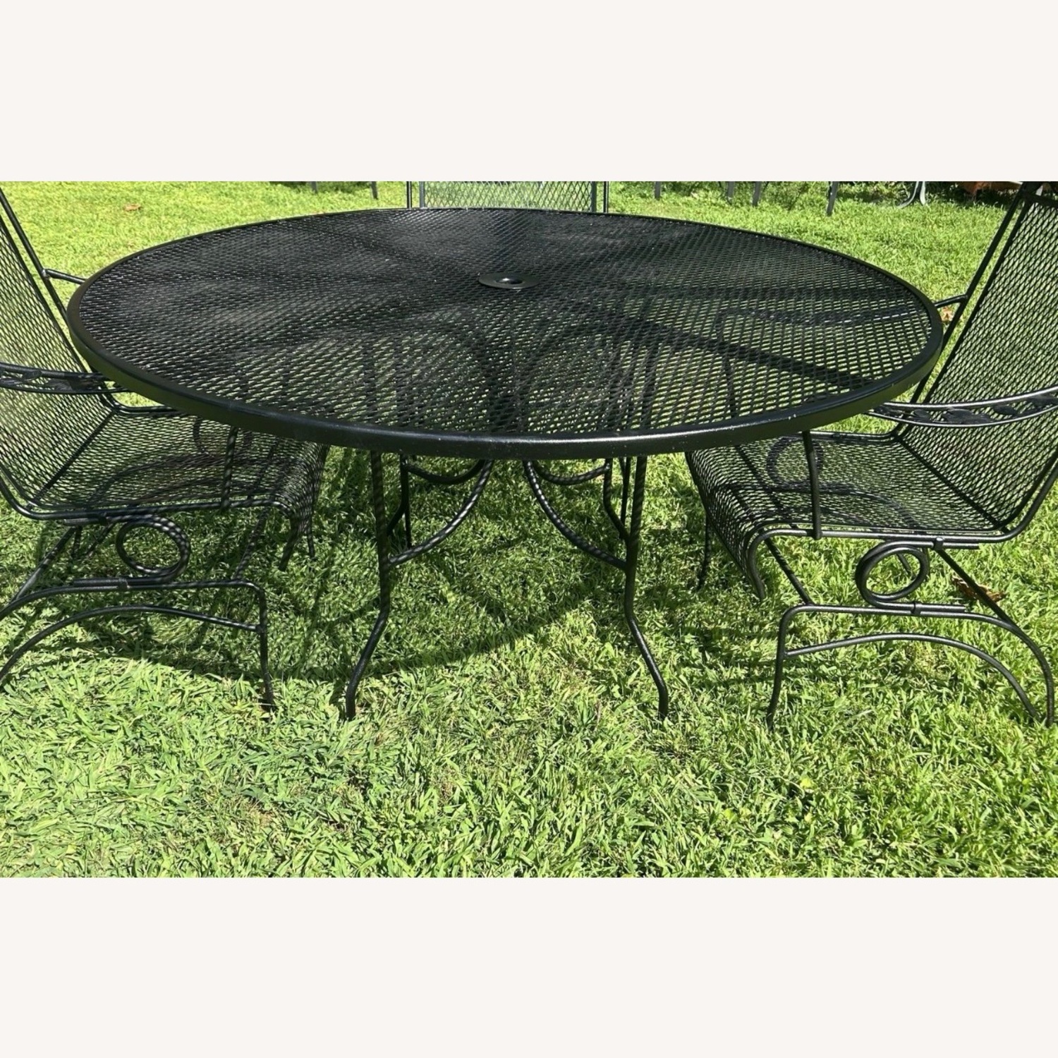 Vintage Woodard Large Table, 4 Rockers & Stand - image-4