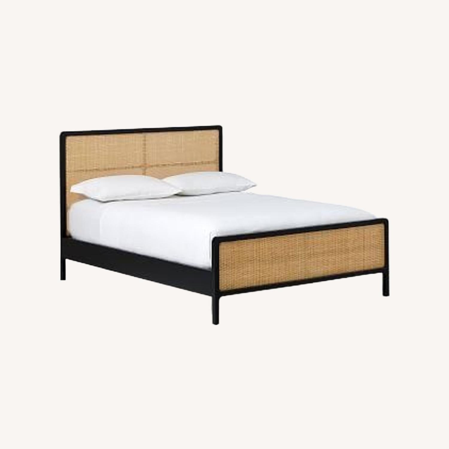 West Elm Black and Cane King Bed - image-0