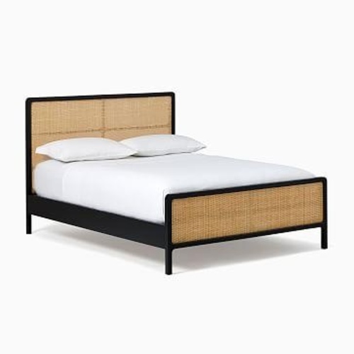 Used West Elm Black and Cane King Bed for sale on AptDeco
