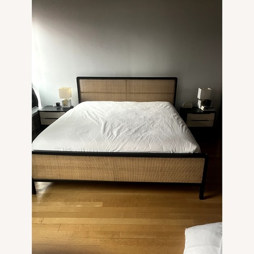 Used West Elm Black and Cane King Bed for sale on AptDeco