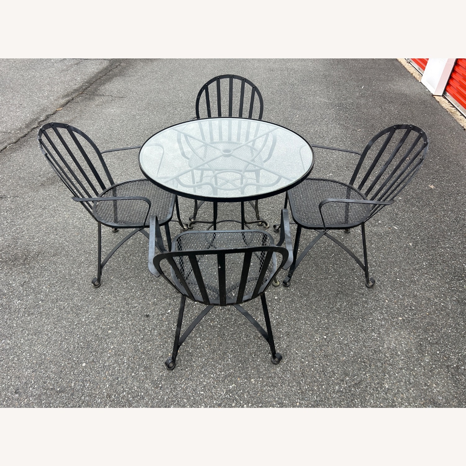 Woodard Vintage Glass Table & 4 Chairs - image-1