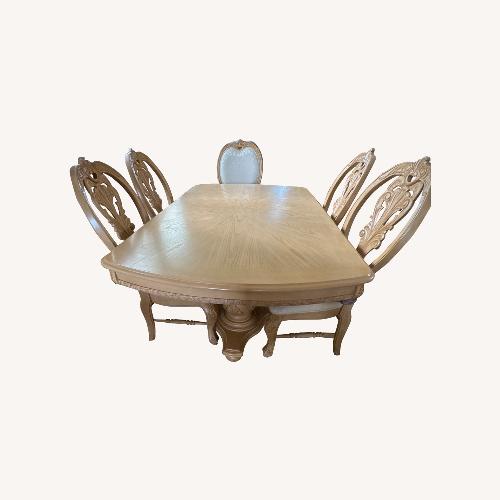 Used Lange Production Natural Wood Dining Set for sale on AptDeco