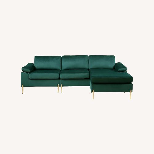 Used Wayfair Green Velvet 3+ Piece Sectional for sale on AptDeco