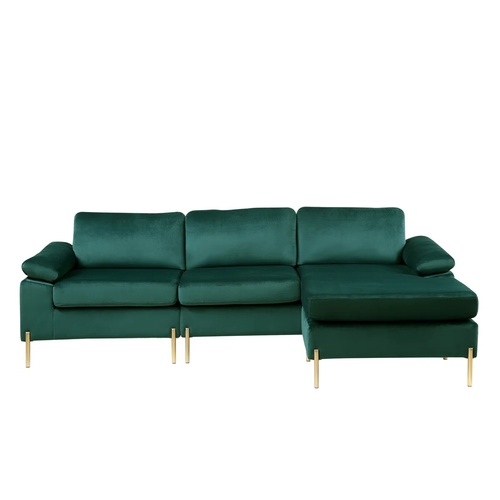 Used Wayfair Green Velvet 3+ Piece Sectional for sale on AptDeco