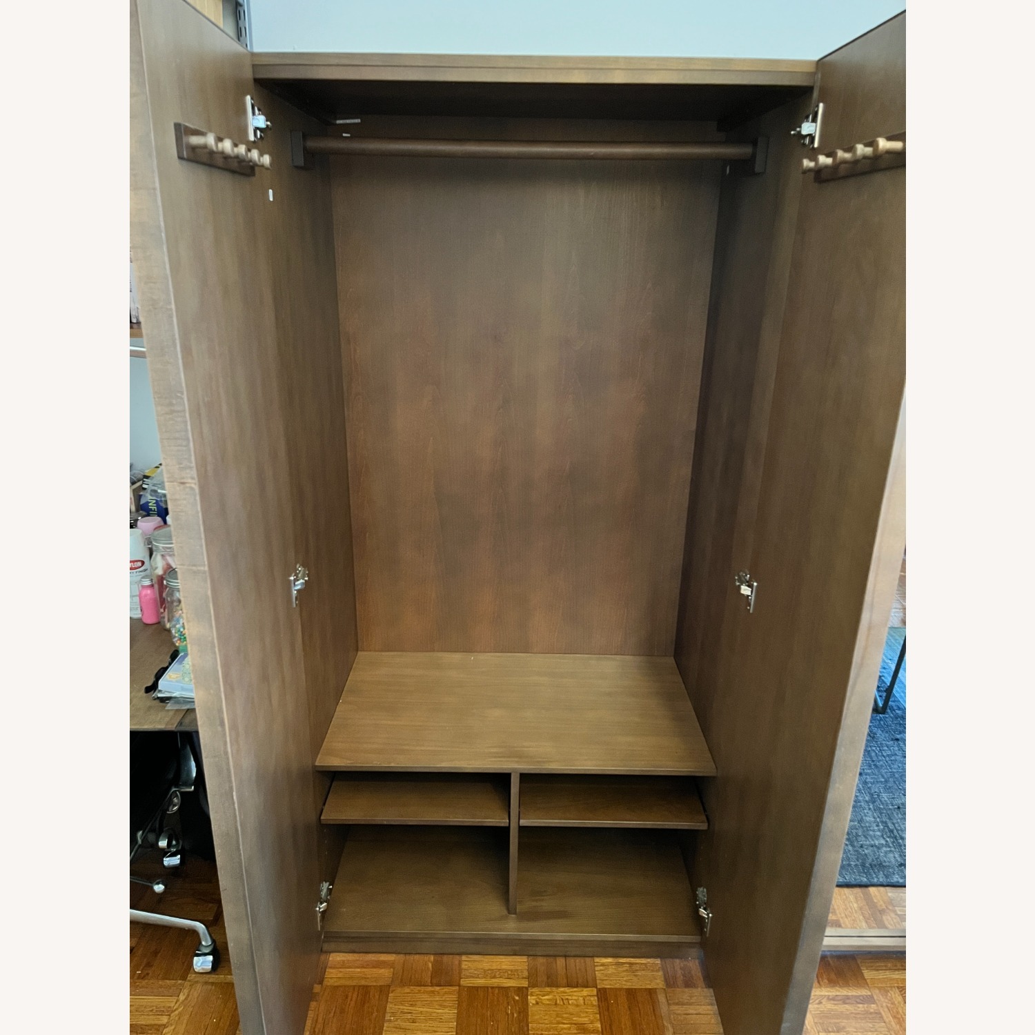 CB2 Reflection Wardrobe Dark Brown Wood Armoire - image-2