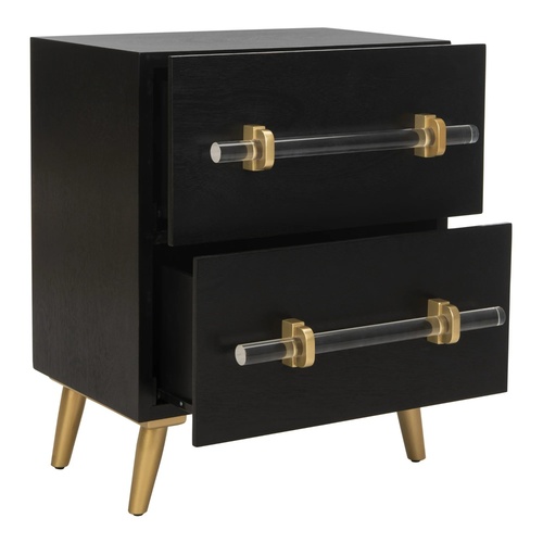 Used Safavieh Sienne 2-Drawer Modern Black Nightstand for sale on AptDeco