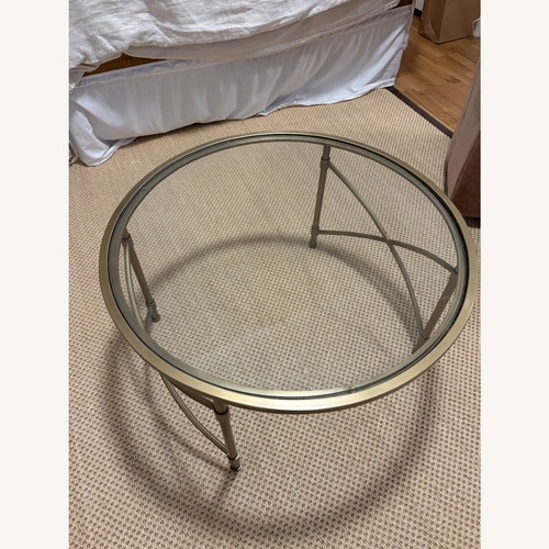 Used Ballard Designs Maxwell Glass Coffee Table for sale on AptDeco