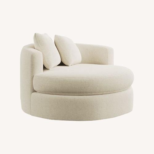 Used Pottery Barn Balboa White Fabric Armchair for sale on AptDeco