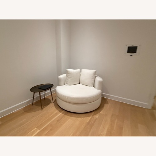 Used Pottery Barn Balboa White Fabric Armchair for sale on AptDeco