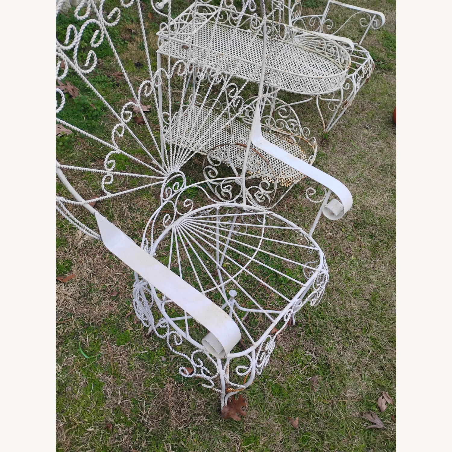 Vintage/Antique White Iron Patio Furniture - image-3