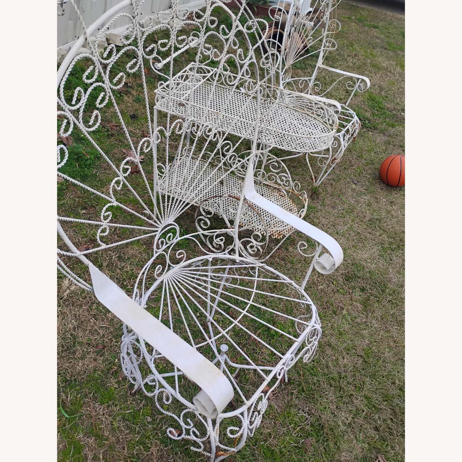 Vintage/Antique White Iron Patio Furniture - image-4