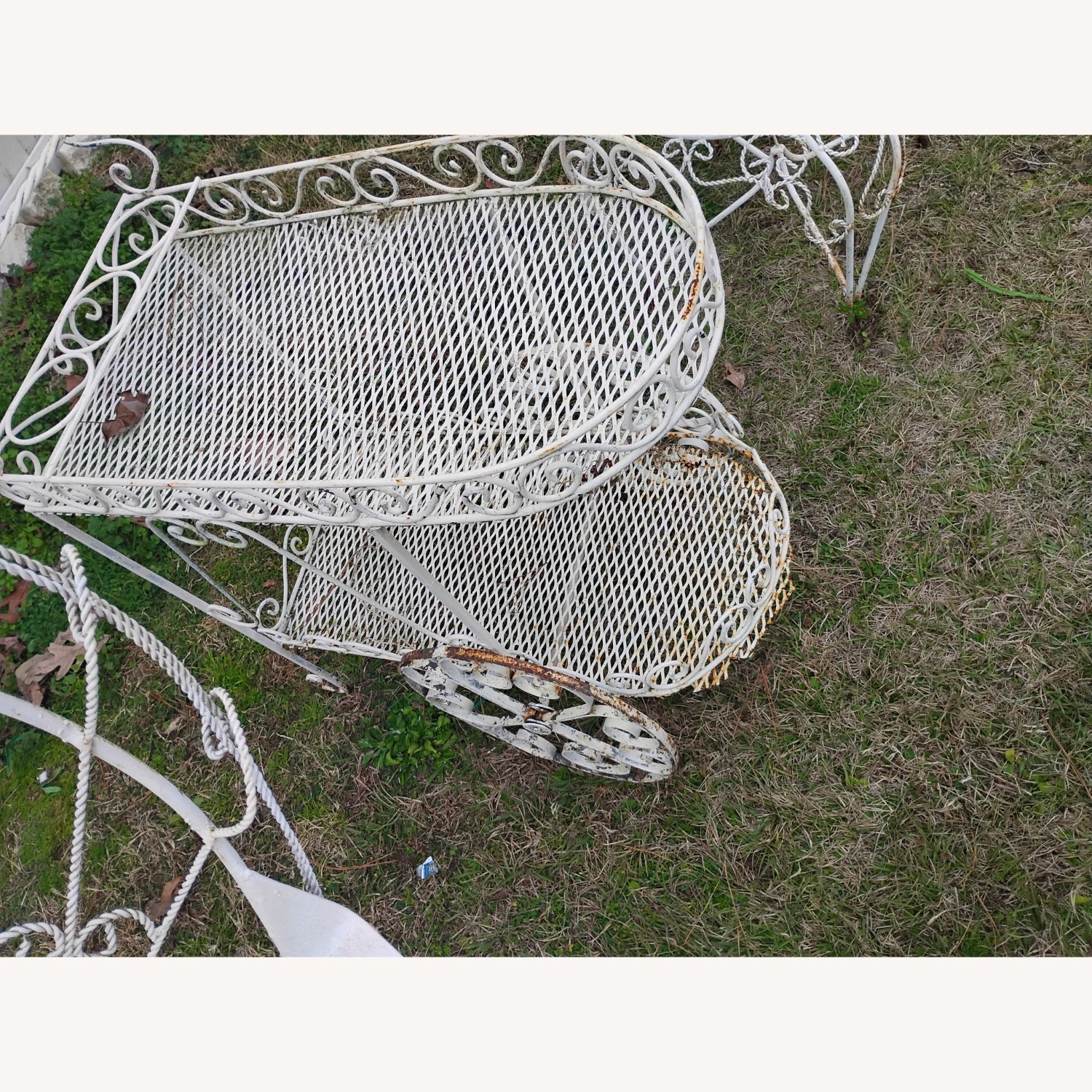 Vintage/Antique White Iron Patio Furniture - image-2