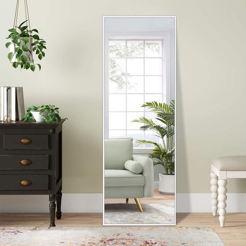 Used Vintage/Antique Silver Aluminum Floor Mirror for sale on AptDeco