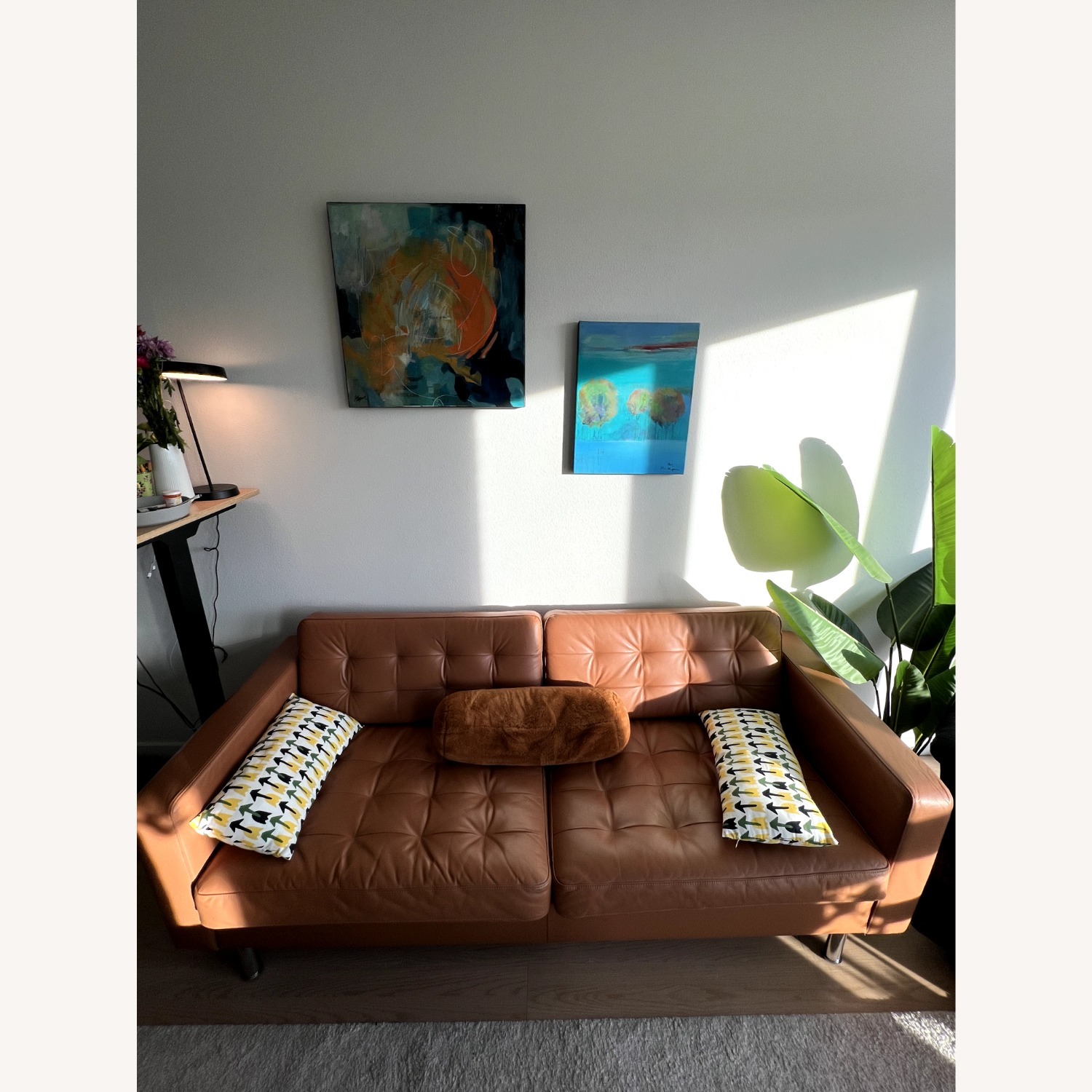 IKEA Morabo Light Brown Leather 2 Seater Sofa - image-3