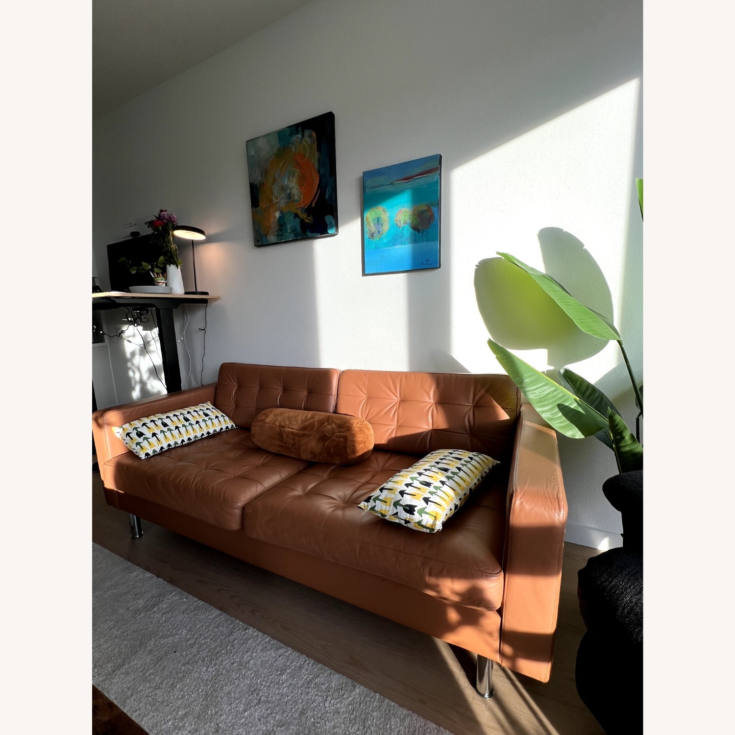 IKEA Morabo Light Brown Leather 2 Seater Sofa - image-2