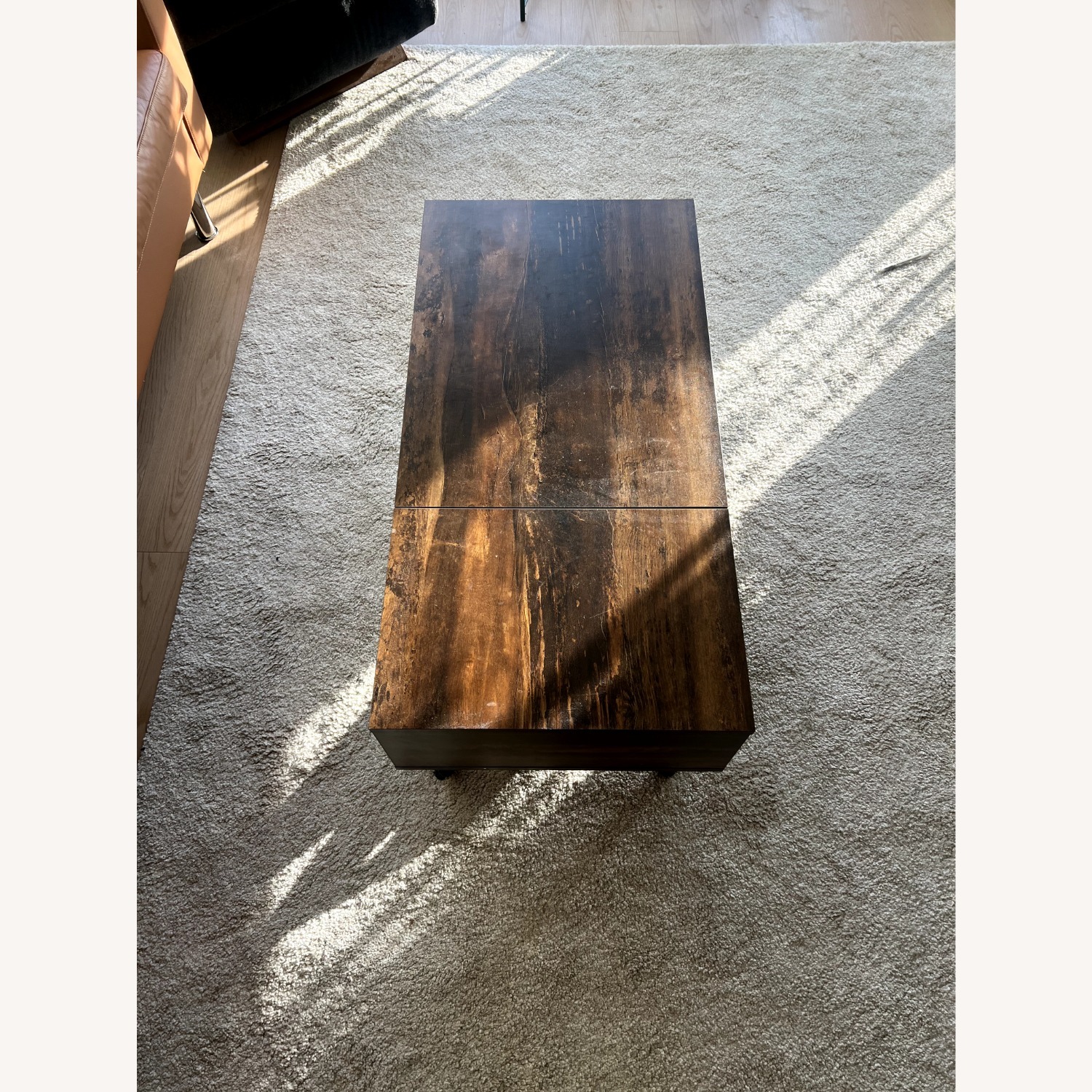 Lift Top Coffee Table, Rustic Brown - image-1