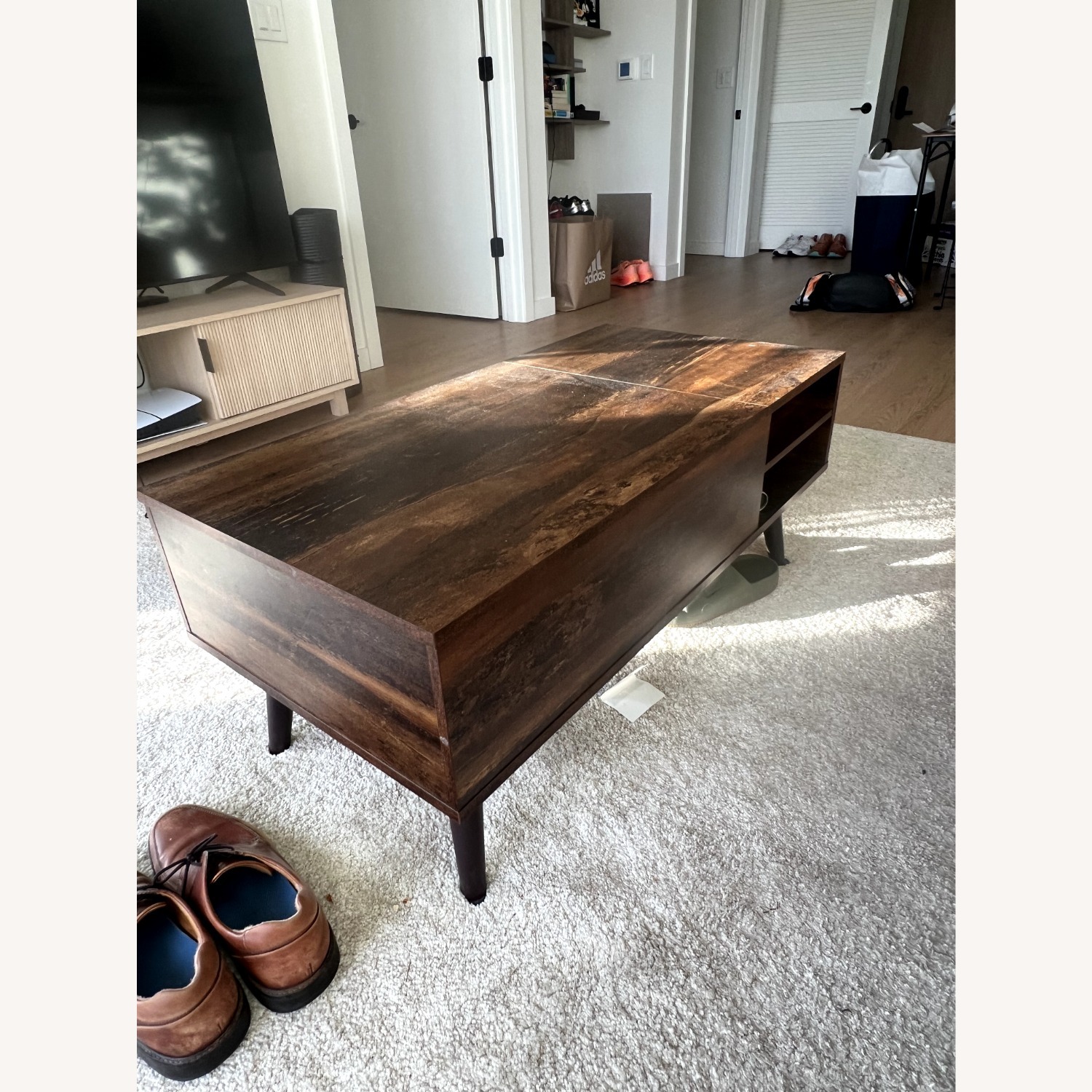 Lift Top Coffee Table, Rustic Brown - image-2