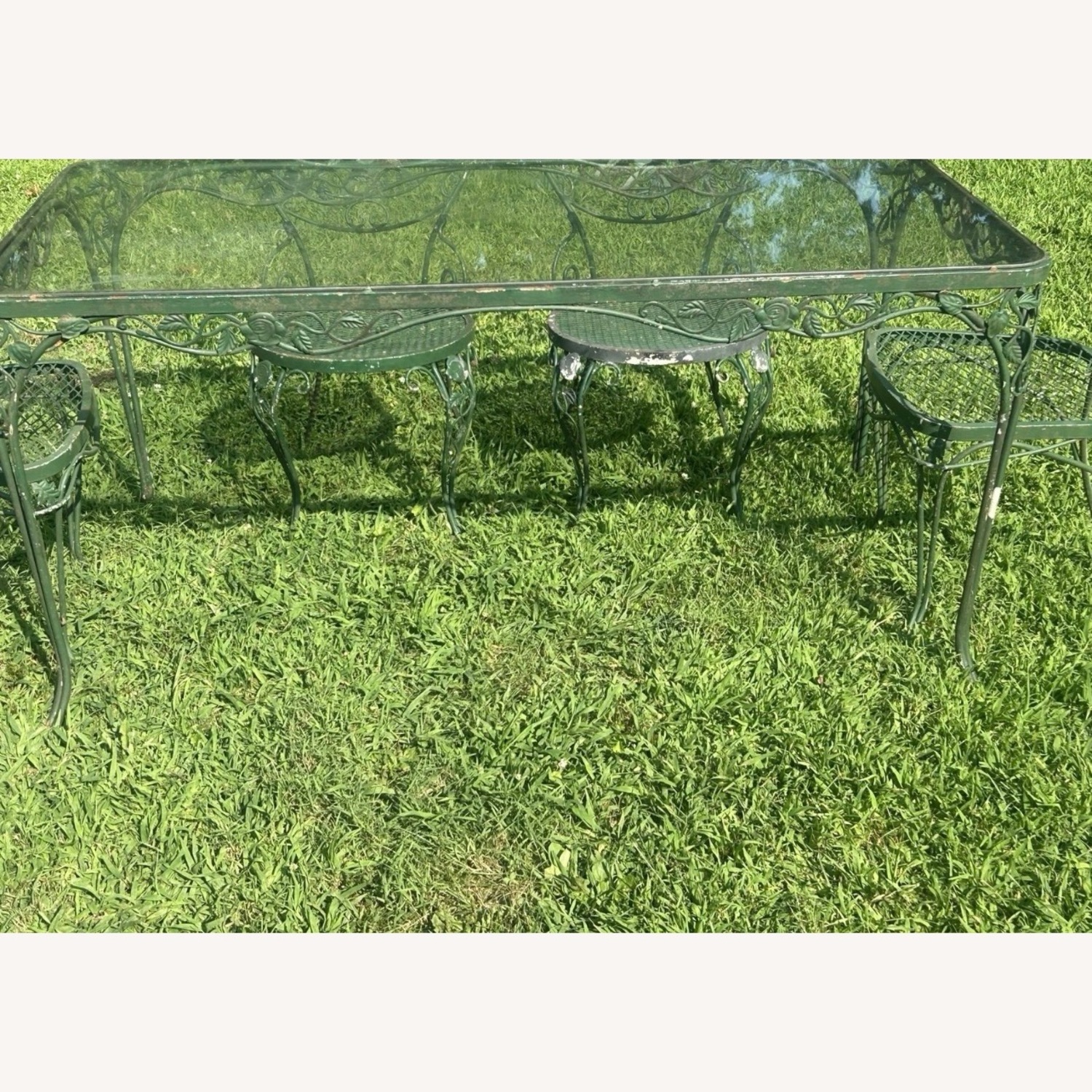 Vintage Woodard Glass Top Table & 6 Chairs  - image-3