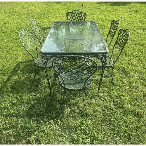 Used Vintage Woodard Glass Top Table & 6 Chairs  for sale on AptDeco