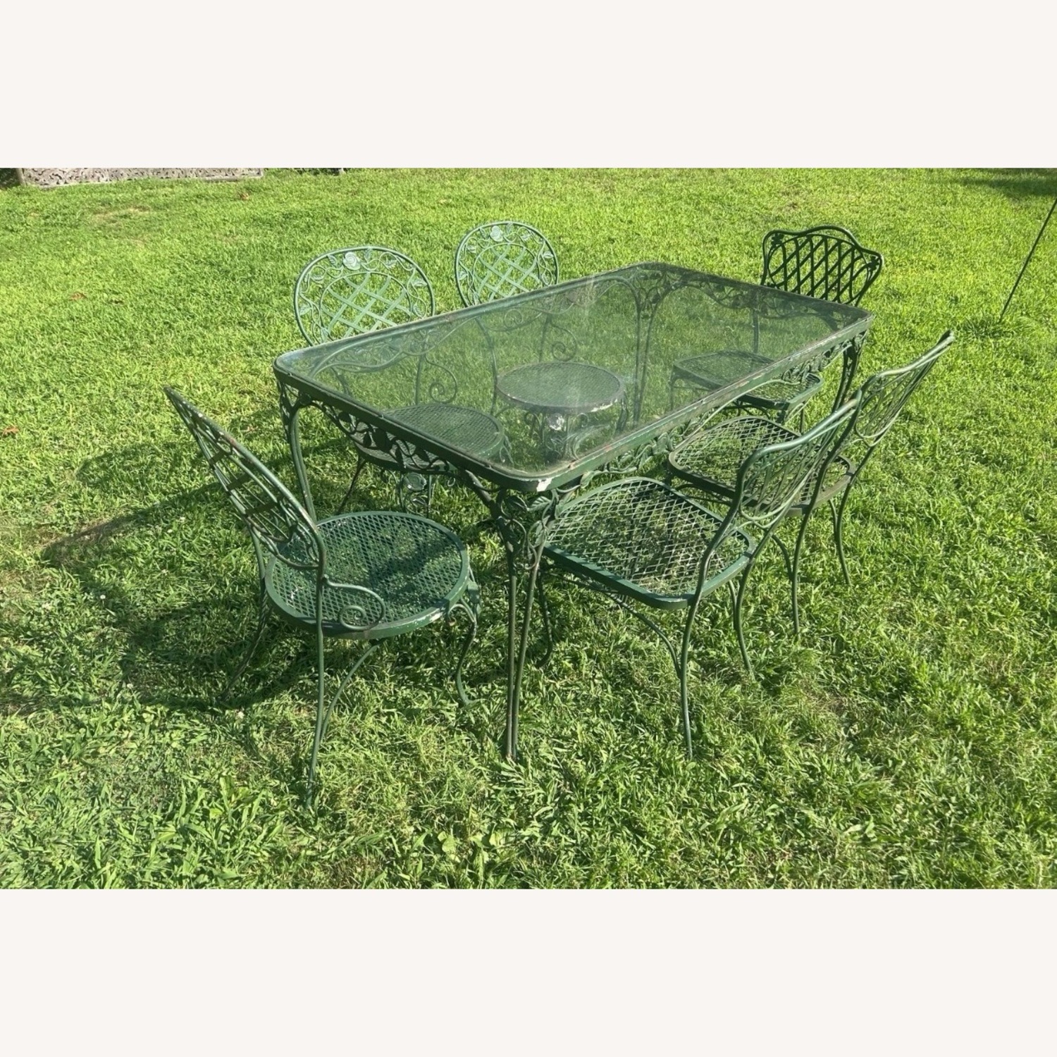 Vintage Woodard Glass Top Table & 6 Chairs  - image-1