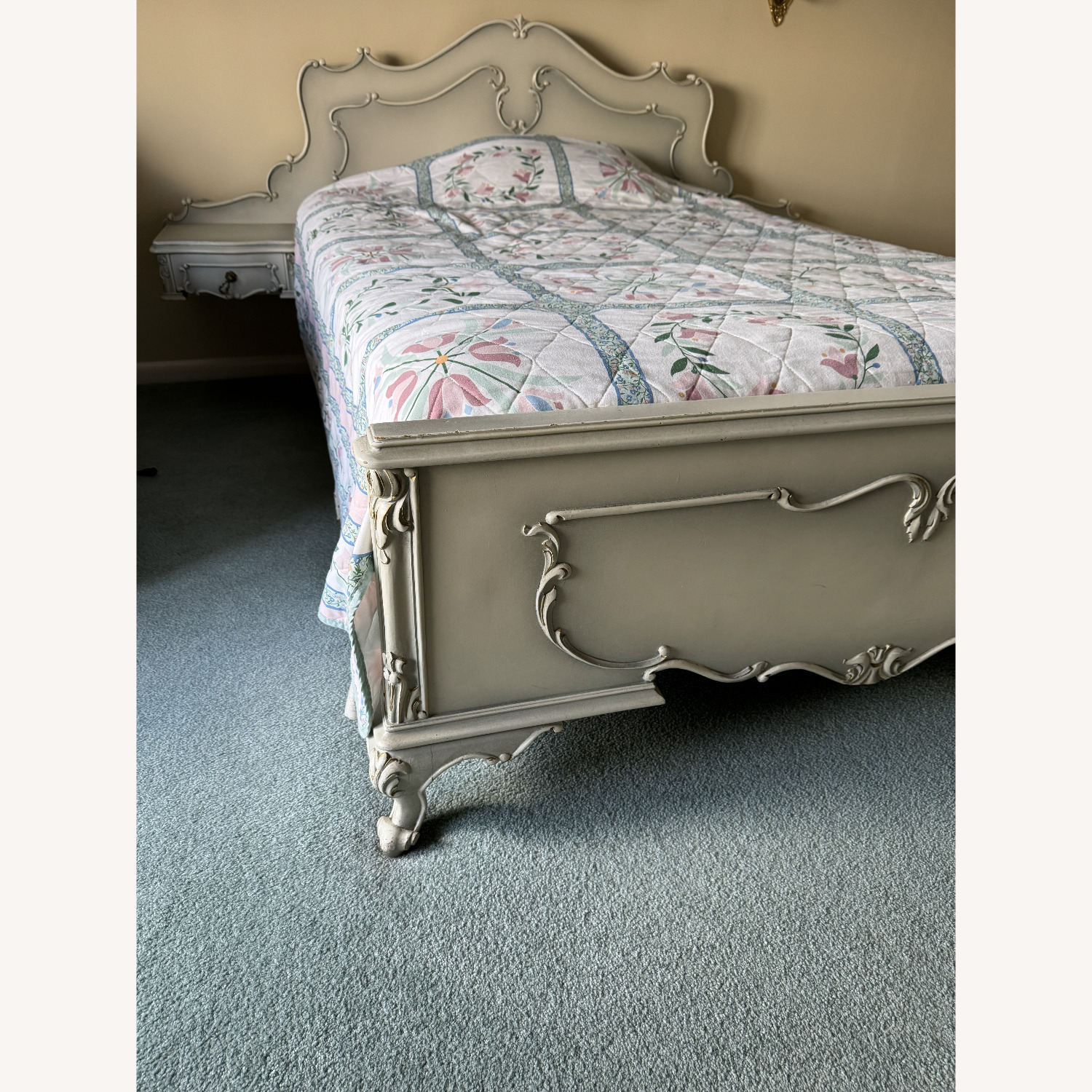 Vintage/Antique Rococo Hand Carved Wood Bedframe - image-1