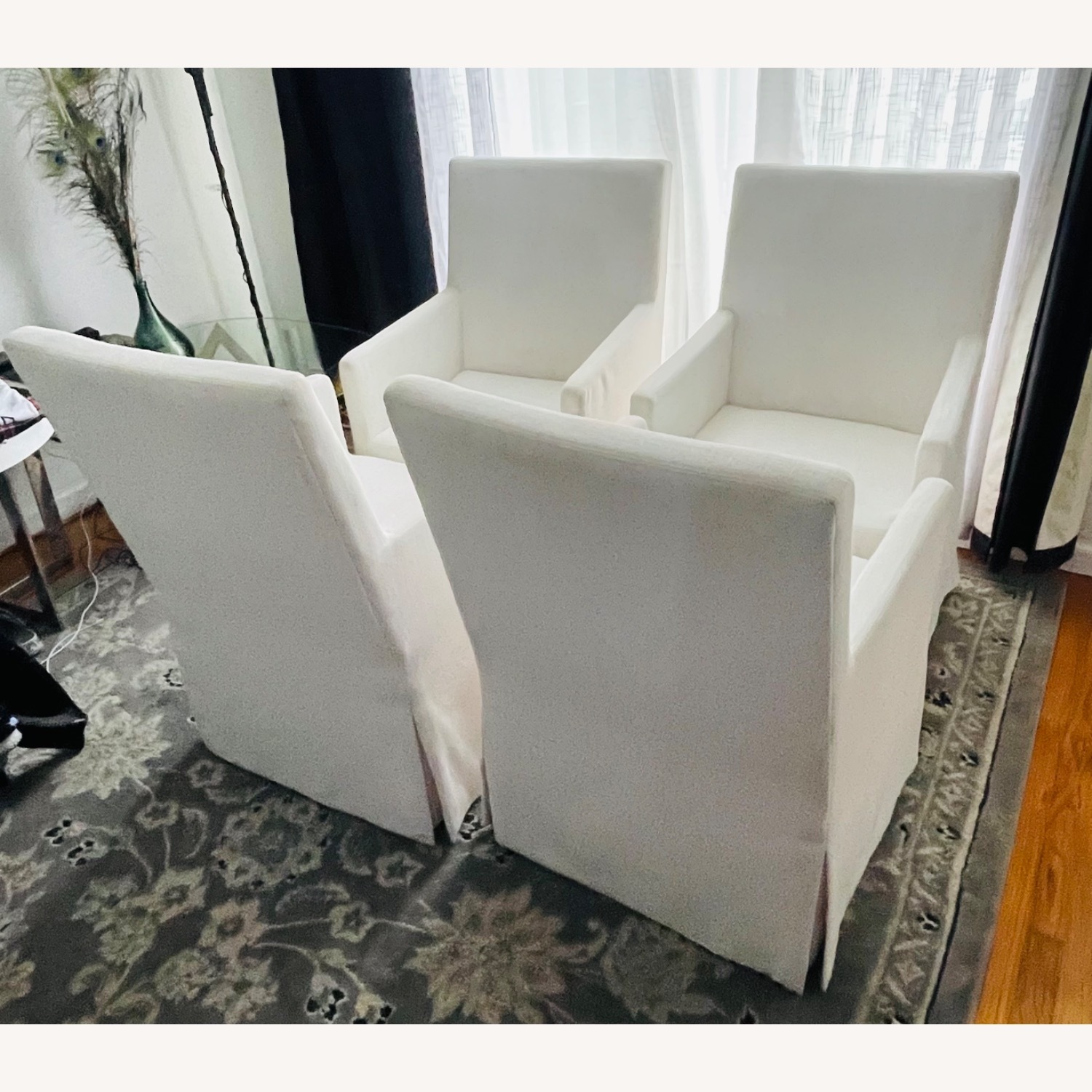 Restoration Hardware Ellison White Fabric Dining Chairs - image-3