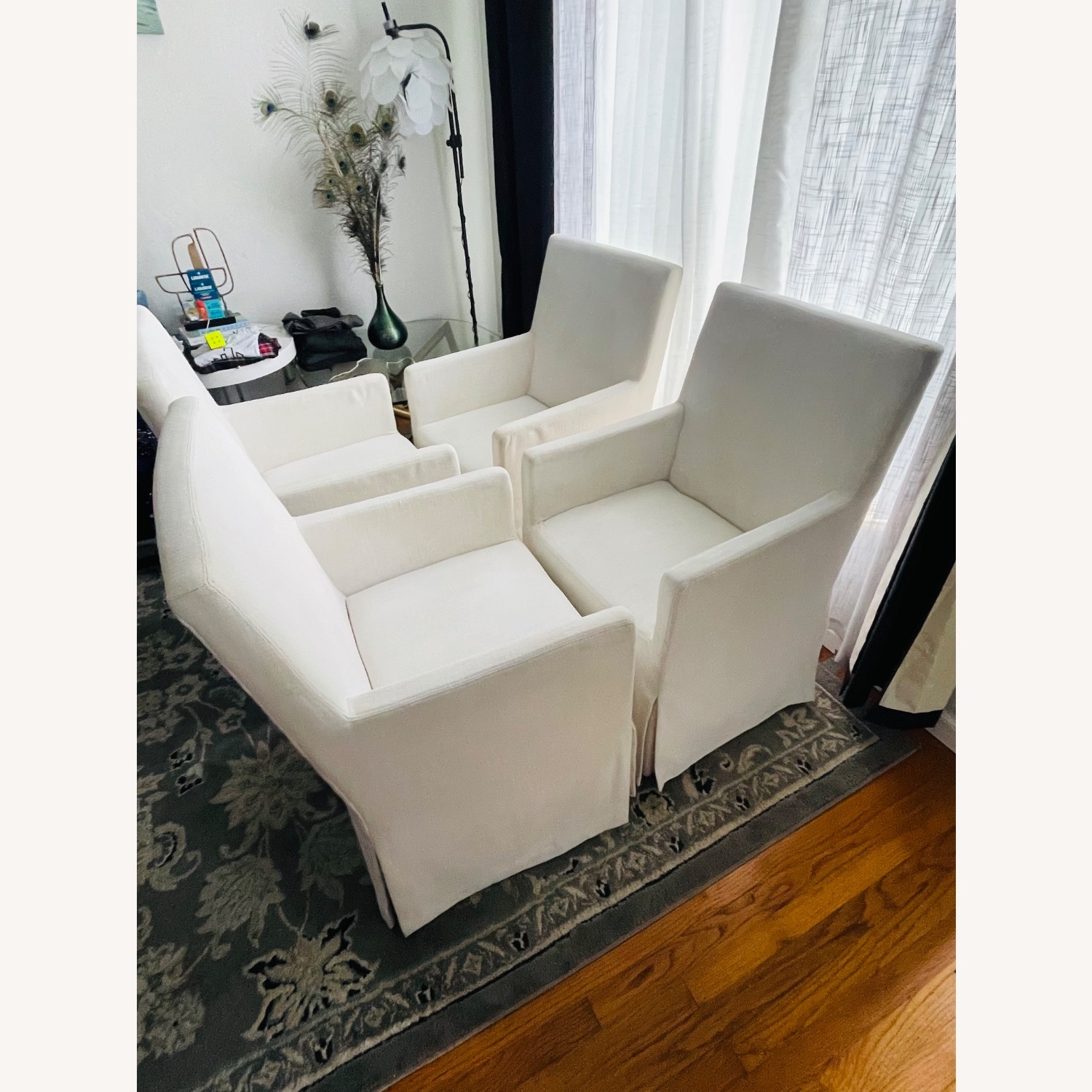 Restoration Hardware Ellison White Fabric Dining Chairs - image-2