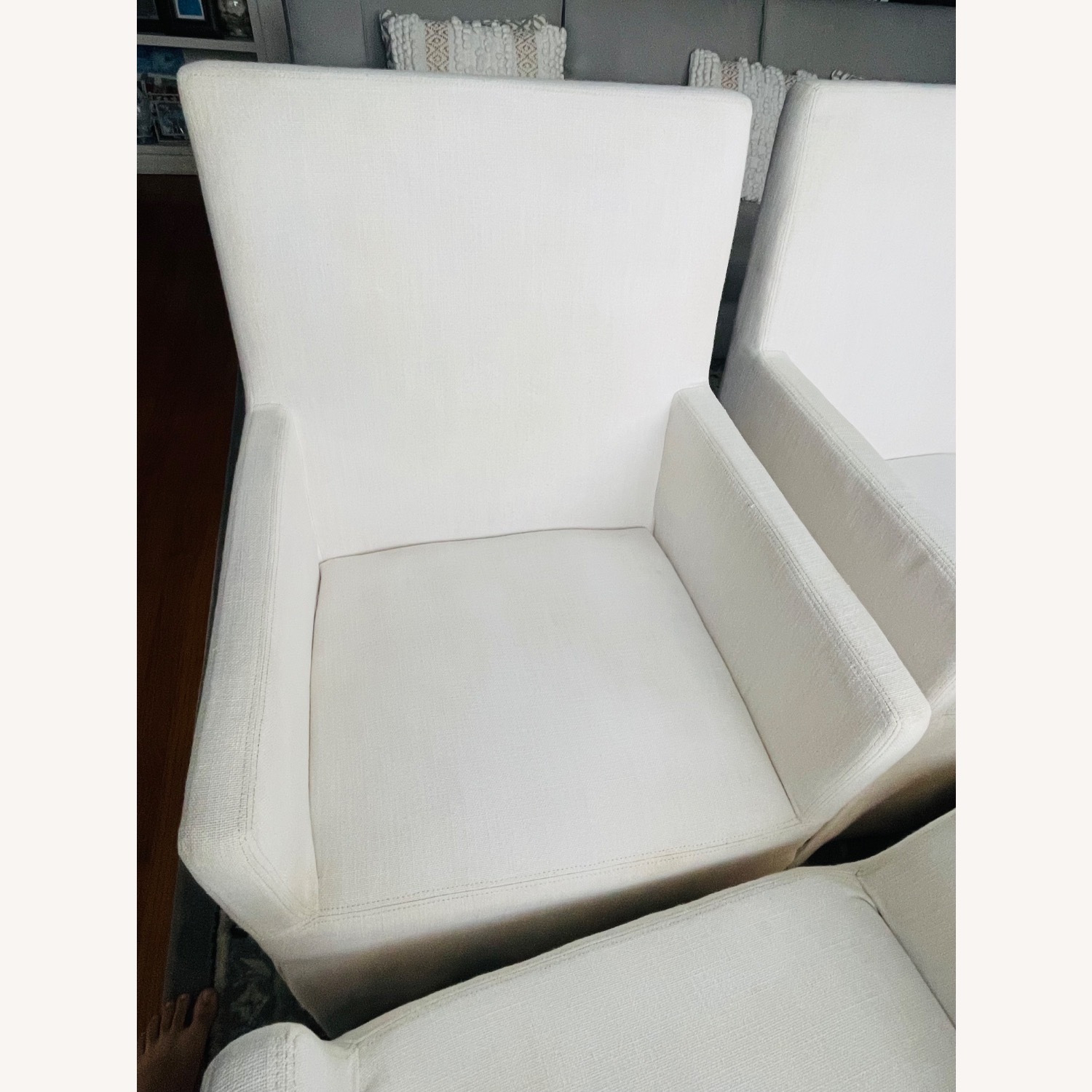 Restoration Hardware Ellison White Fabric Dining Chairs - image-4