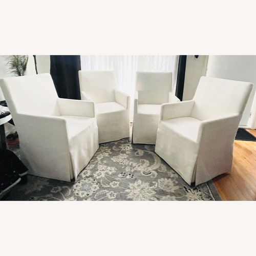Used Restoration Hardware Ellison White Fabric Dining Chairs for sale on AptDeco