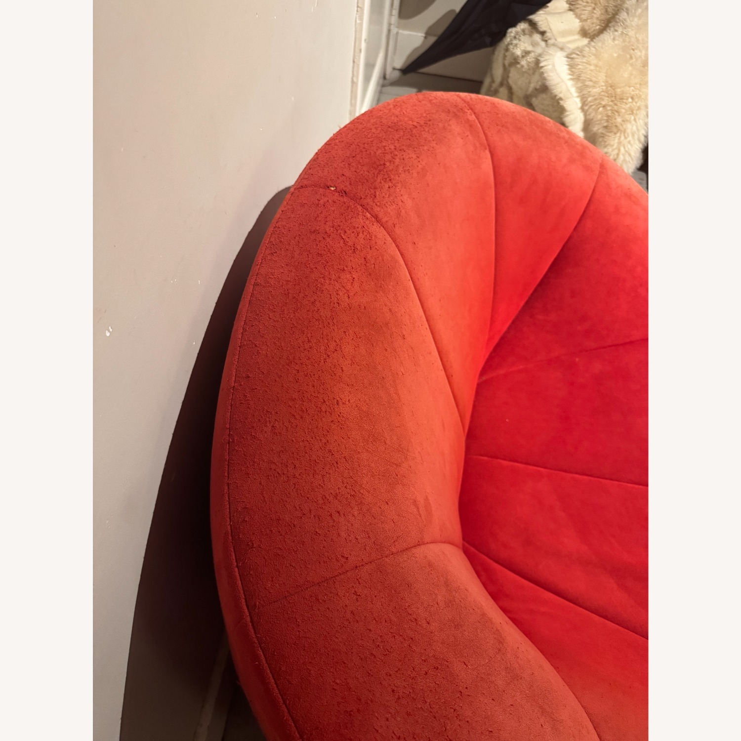 Ligne Roset Pumpkin Red Fabric Loveseat - image-3