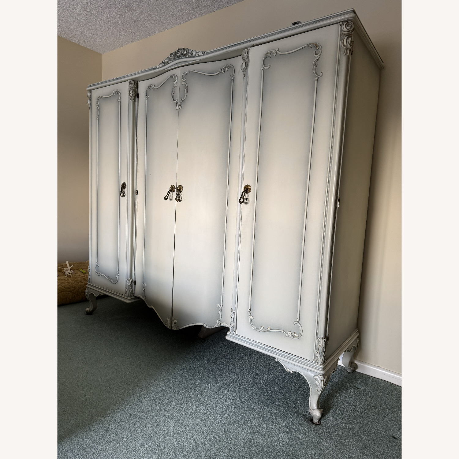 Vintage/Antique Rococo Hand Carved Wood Wardrobe - image-1