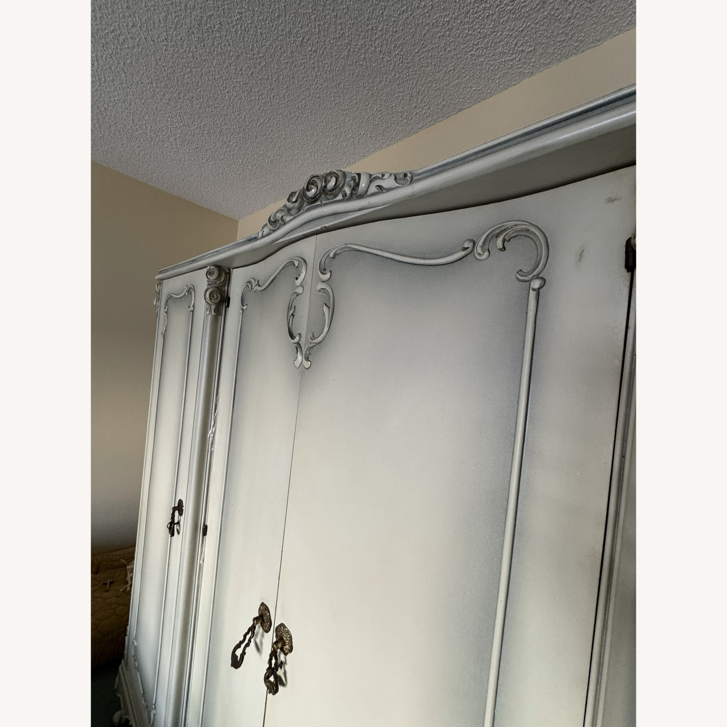 Vintage/Antique Rococo Hand Carved Wood Wardrobe - image-4