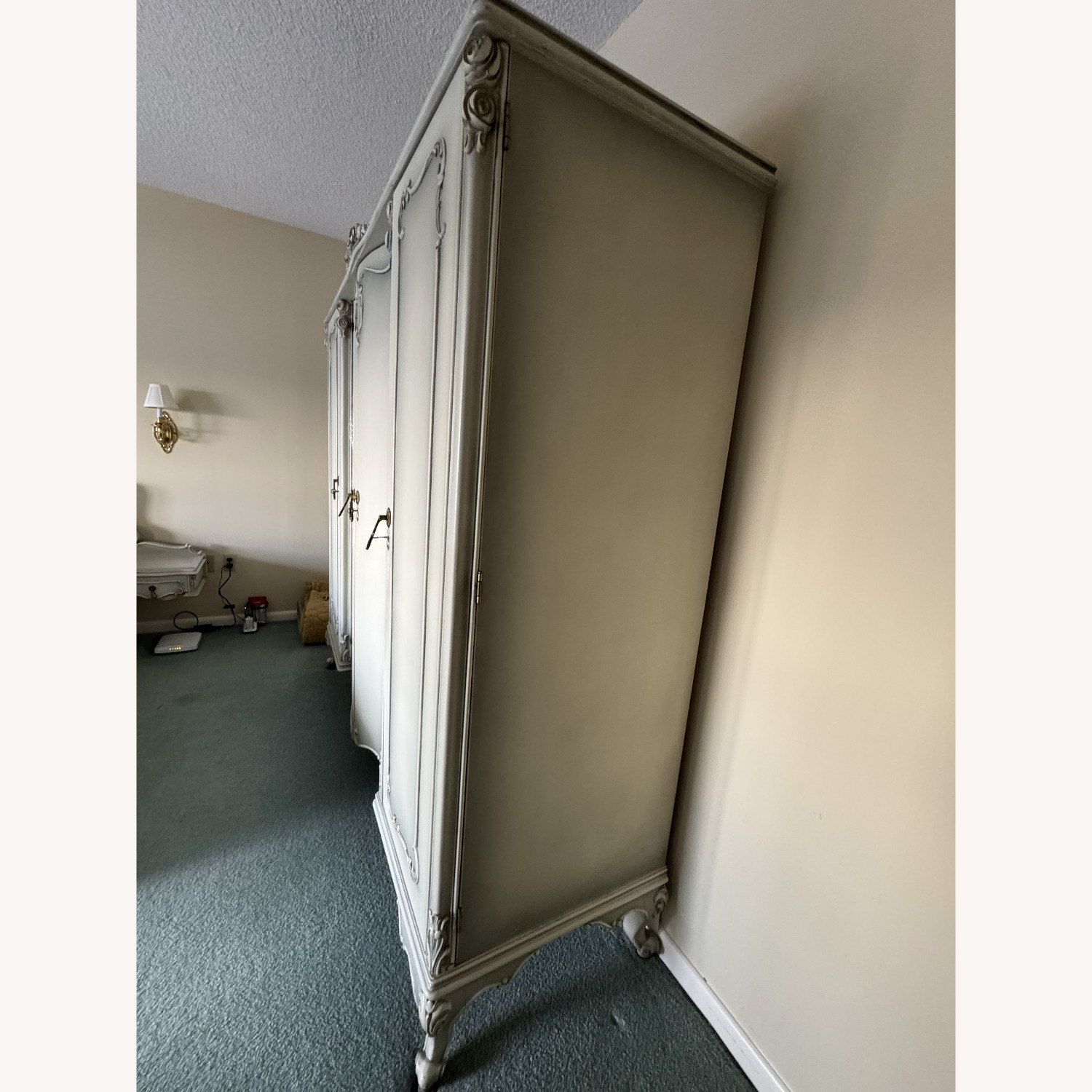Vintage/Antique Rococo Hand Carved Wood Wardrobe - image-3