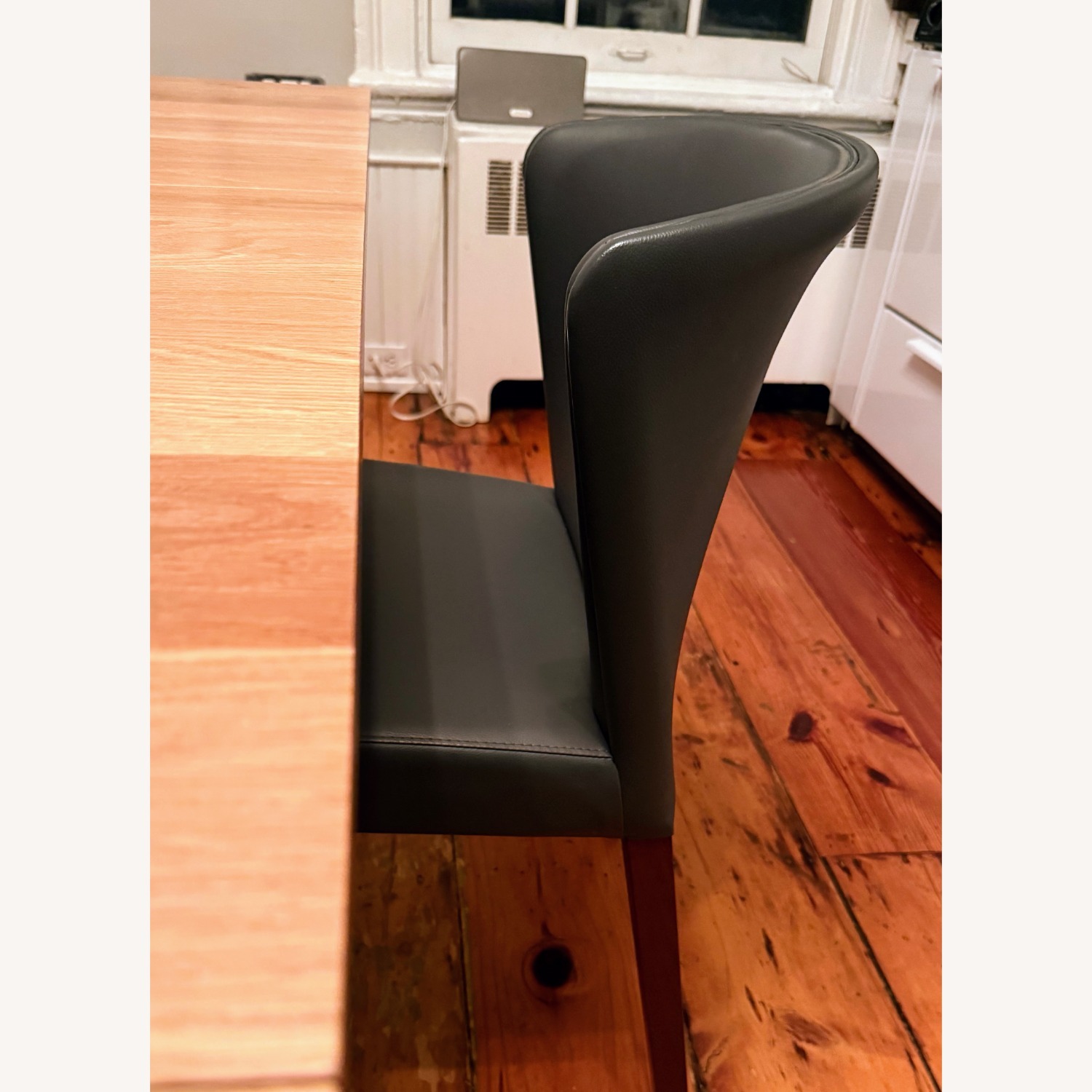 Crate & Barrel Curran Dark Gray Leather Dining Chairs - image-2