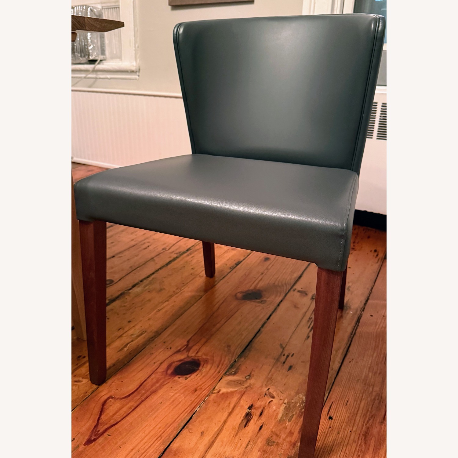 Crate & Barrel Curran Dark Gray Leather Dining Chairs - image-3