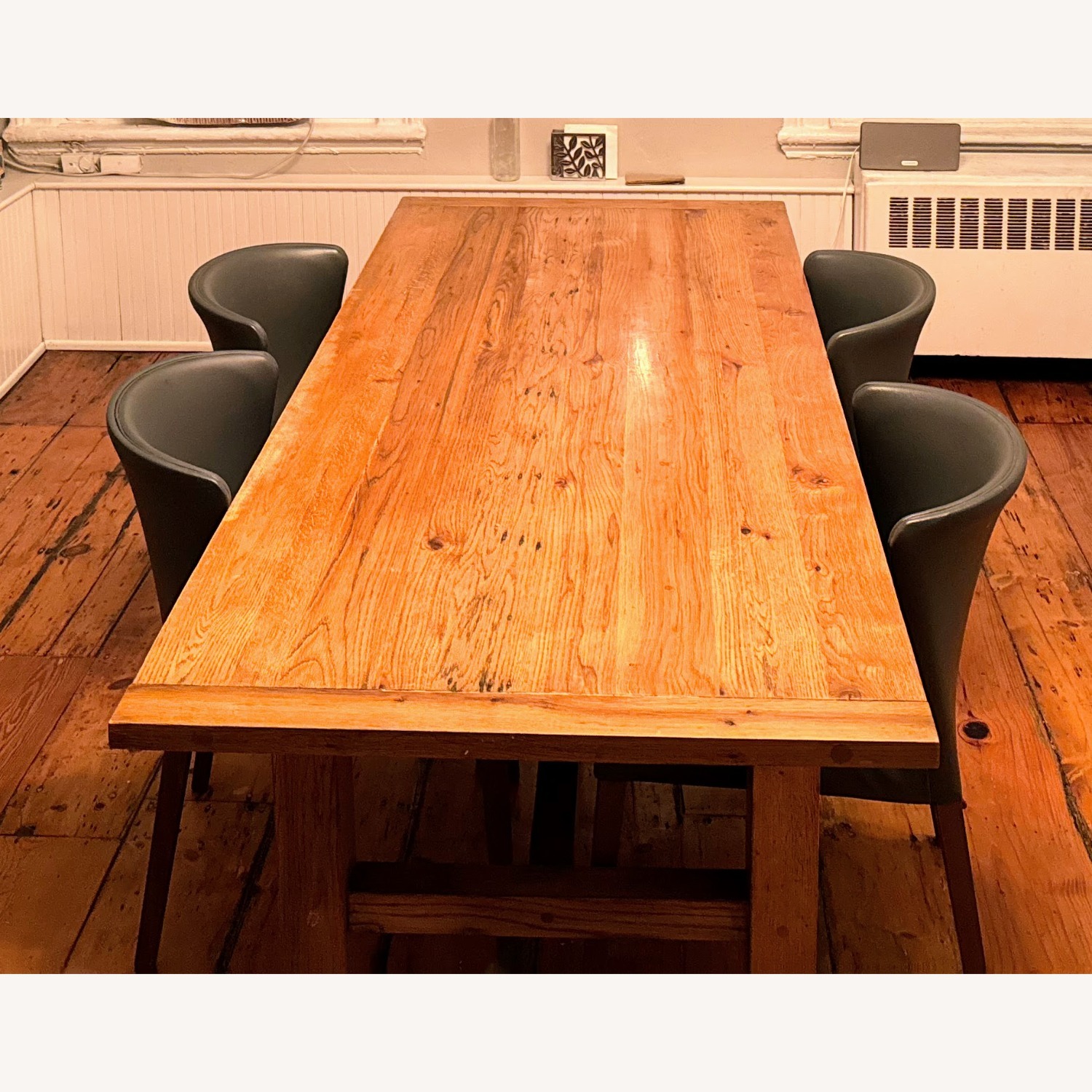 Crate & Barrel Curran Dark Gray Leather Dining Chairs - image-1