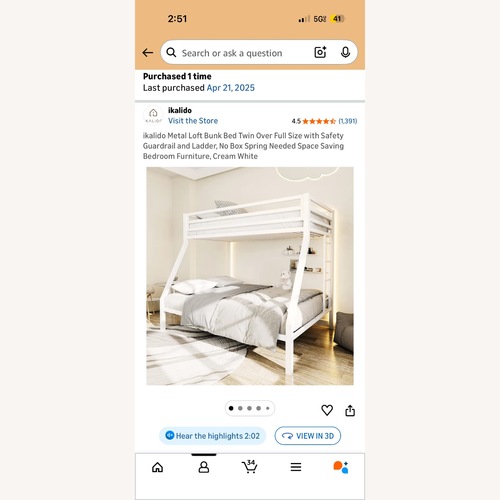 Used White Metal Bunk Bed for sale on AptDeco
