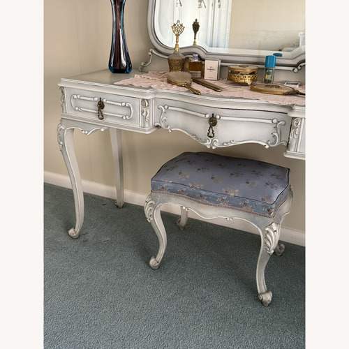 Used Vintage/Antique Rococo Vanity with Mirror & Bench for sale on AptDeco