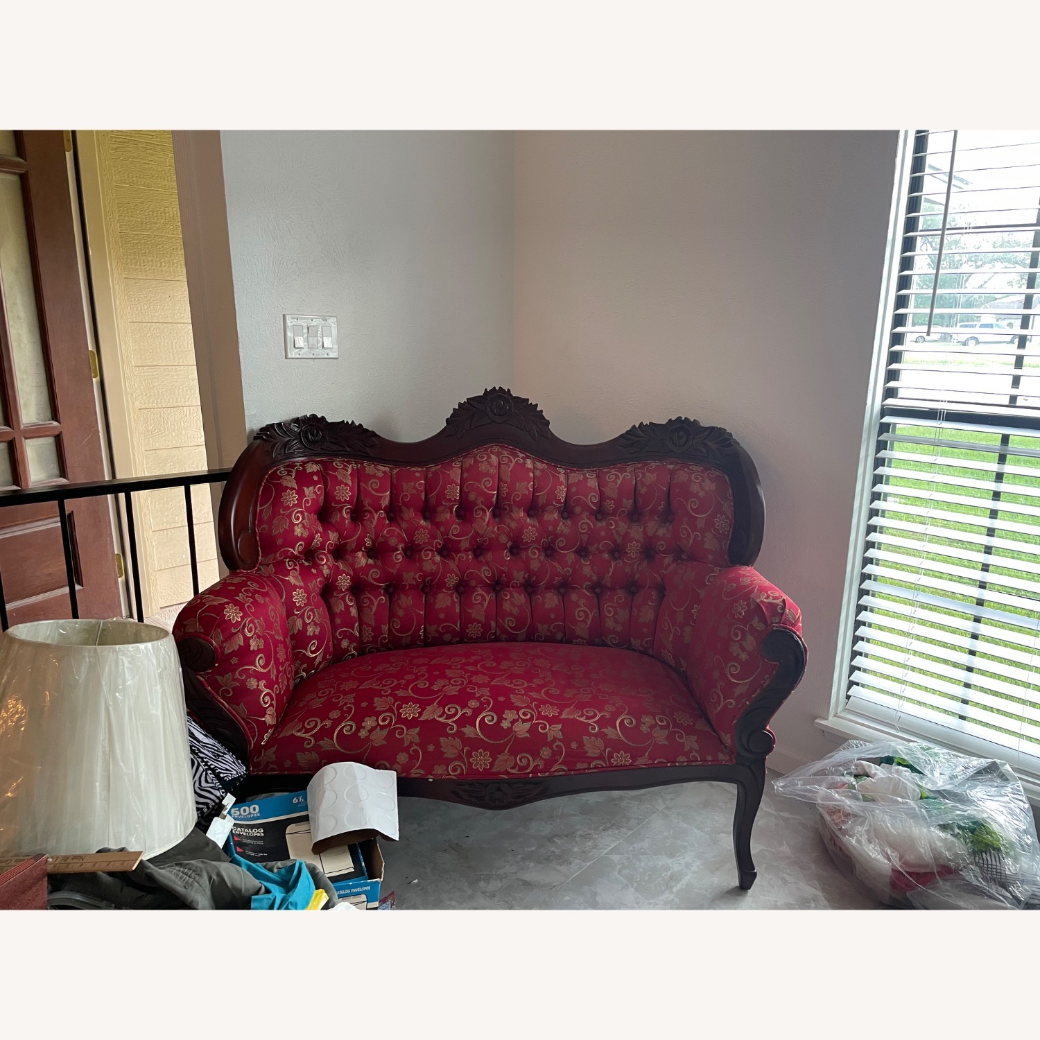 Vintage/Antique Finds Red Loveseat - image-1