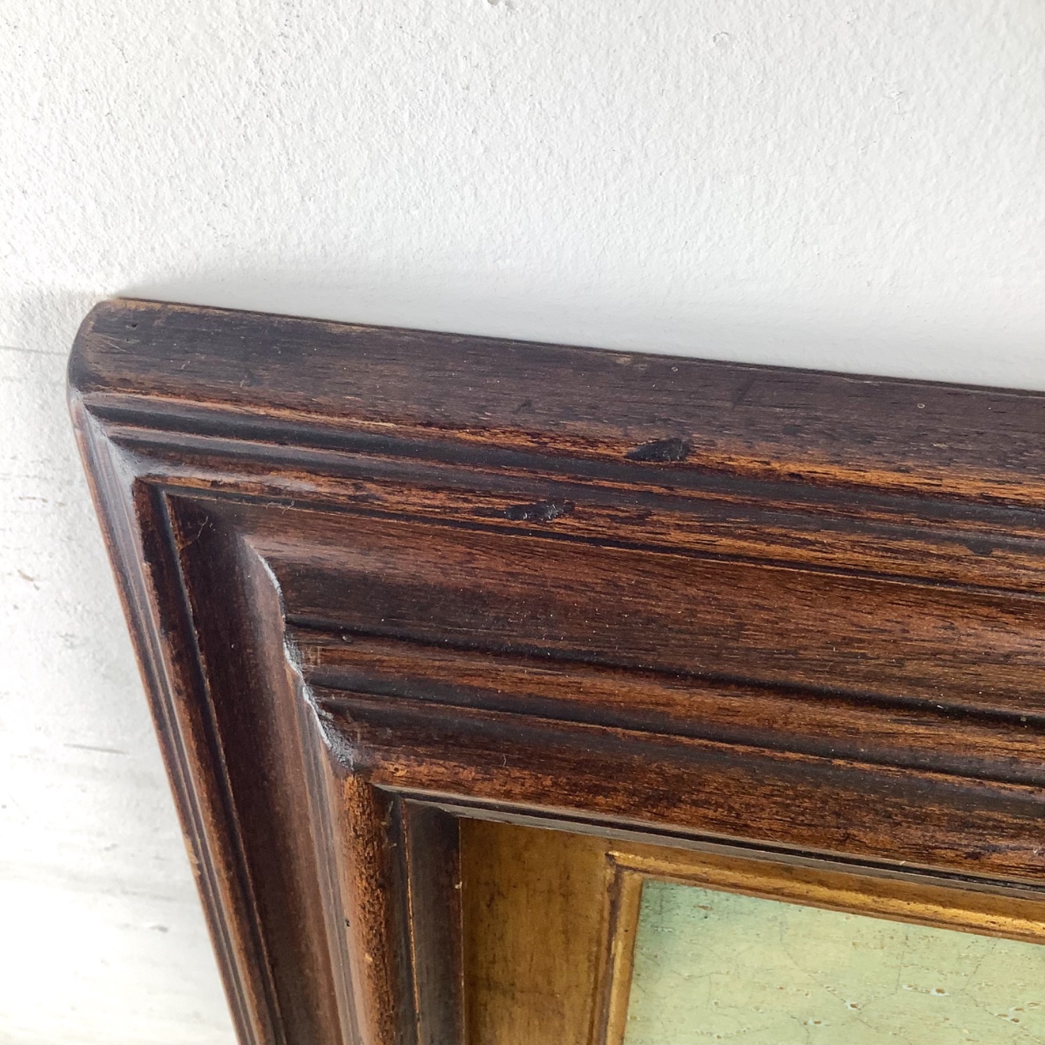 Antique Winter Village Scene in Gilt Wood Frame - image-6