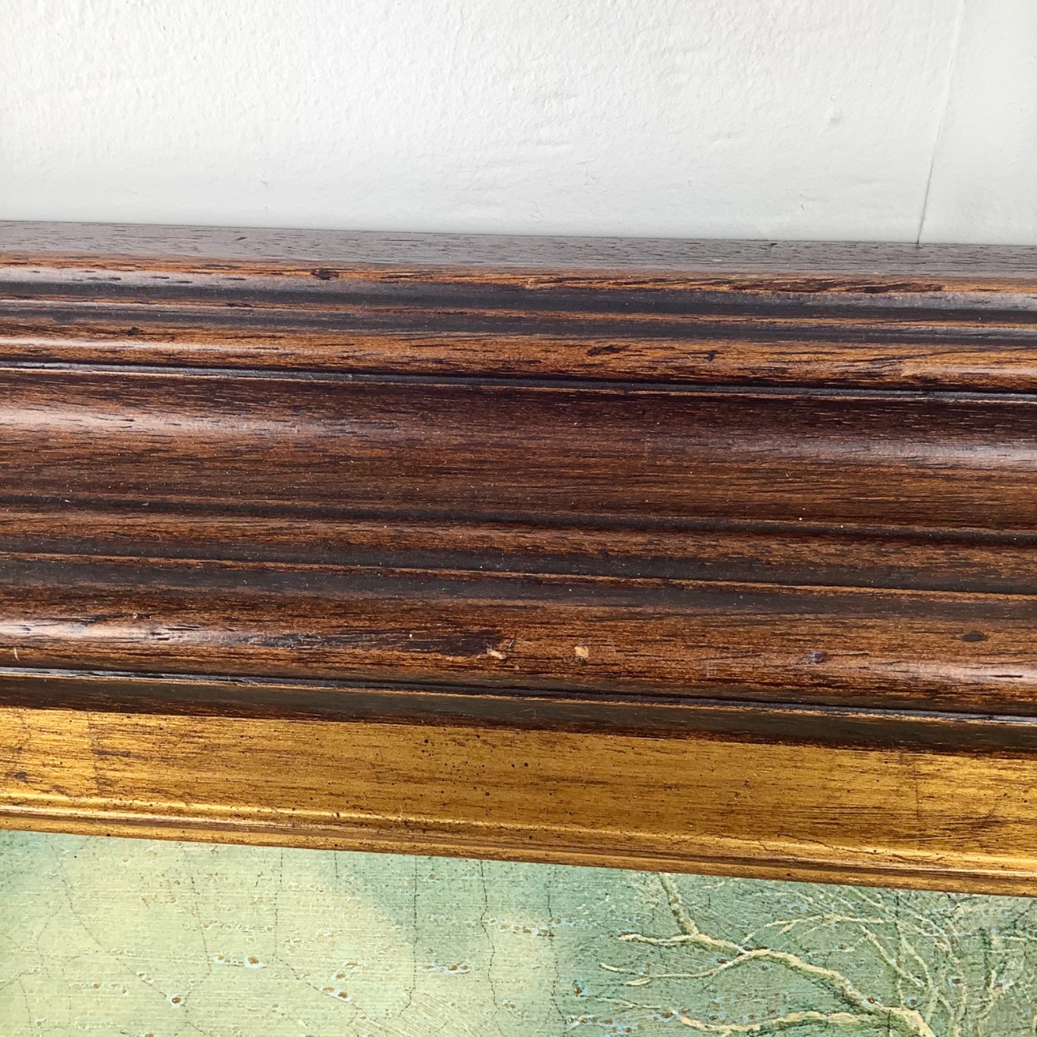 Antique Winter Village Scene in Gilt Wood Frame - image-7