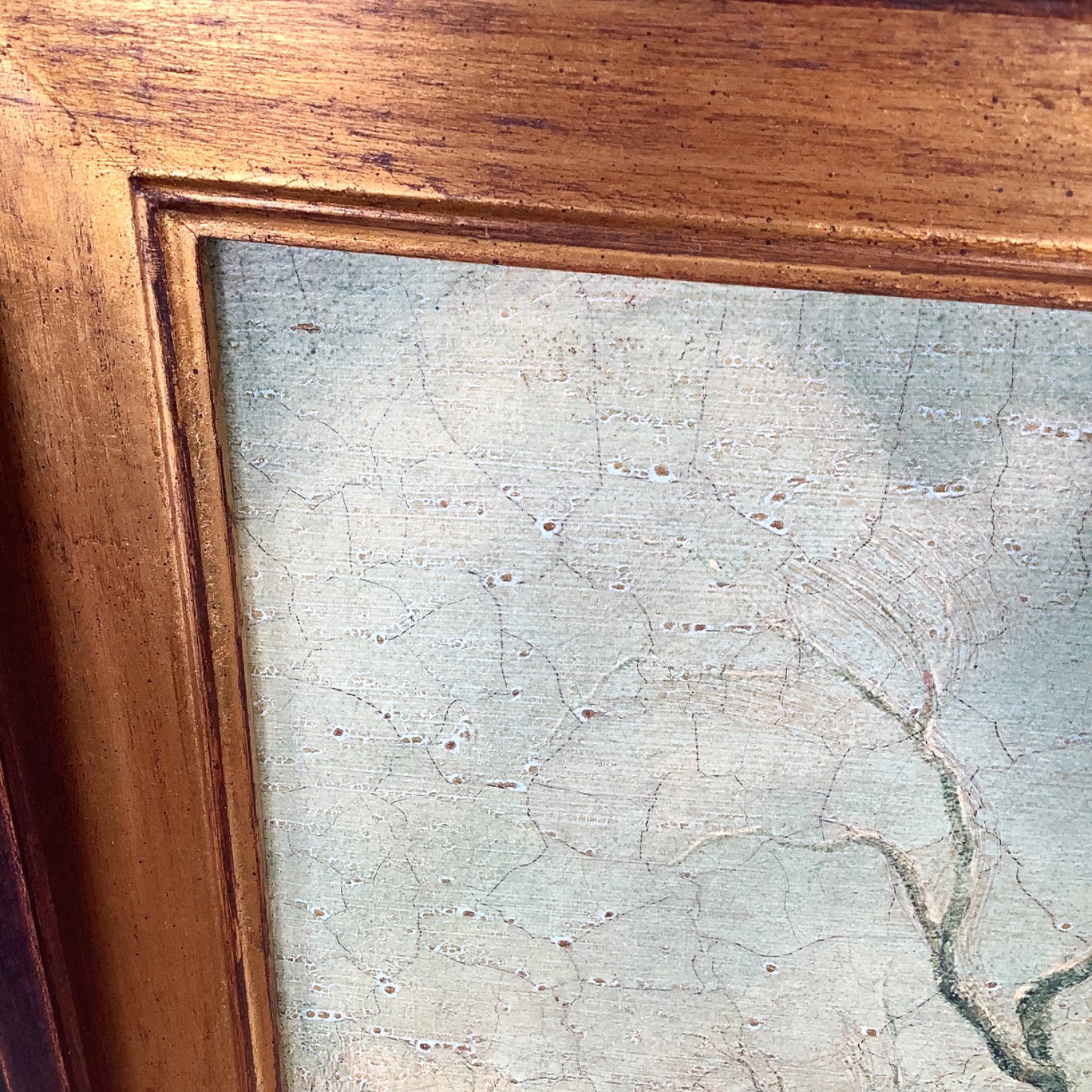 Antique Winter Village Scene in Gilt Wood Frame - image-8