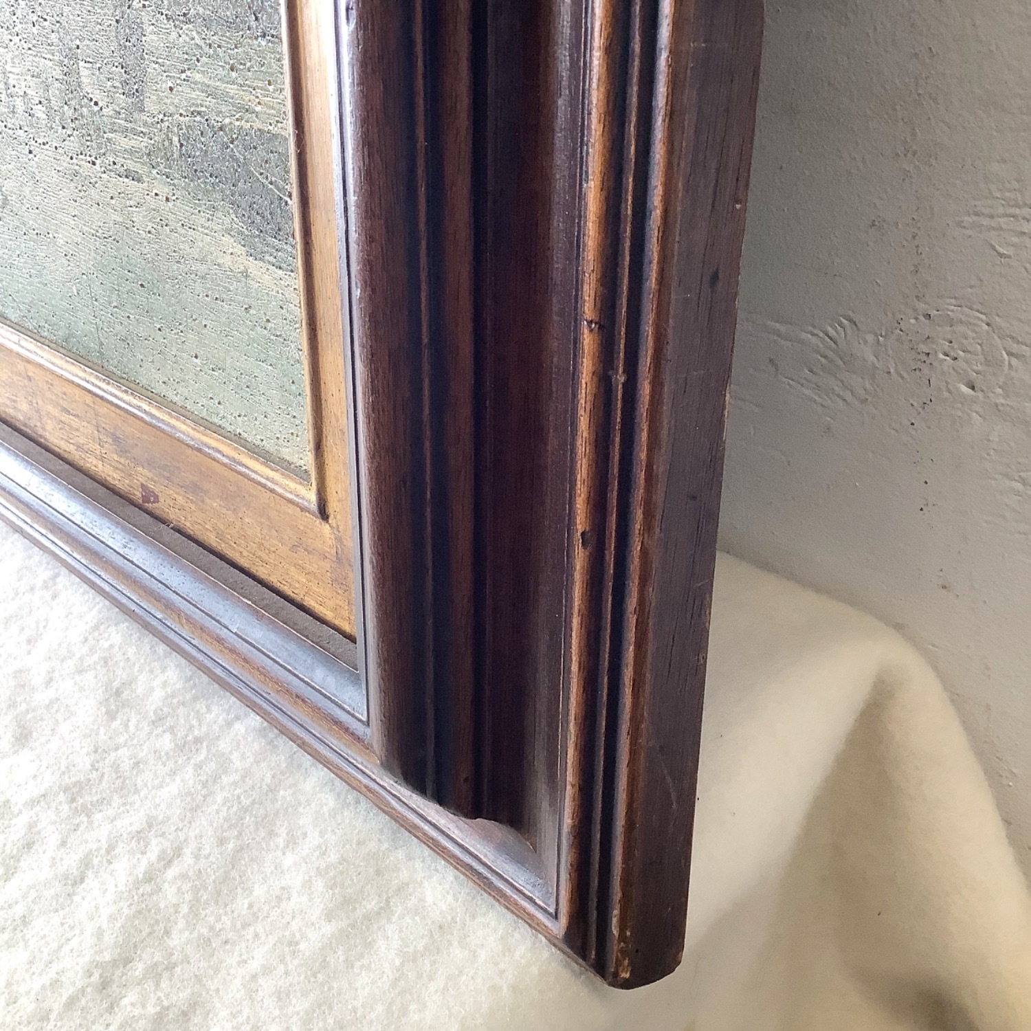 Antique Winter Village Scene in Gilt Wood Frame - image-9