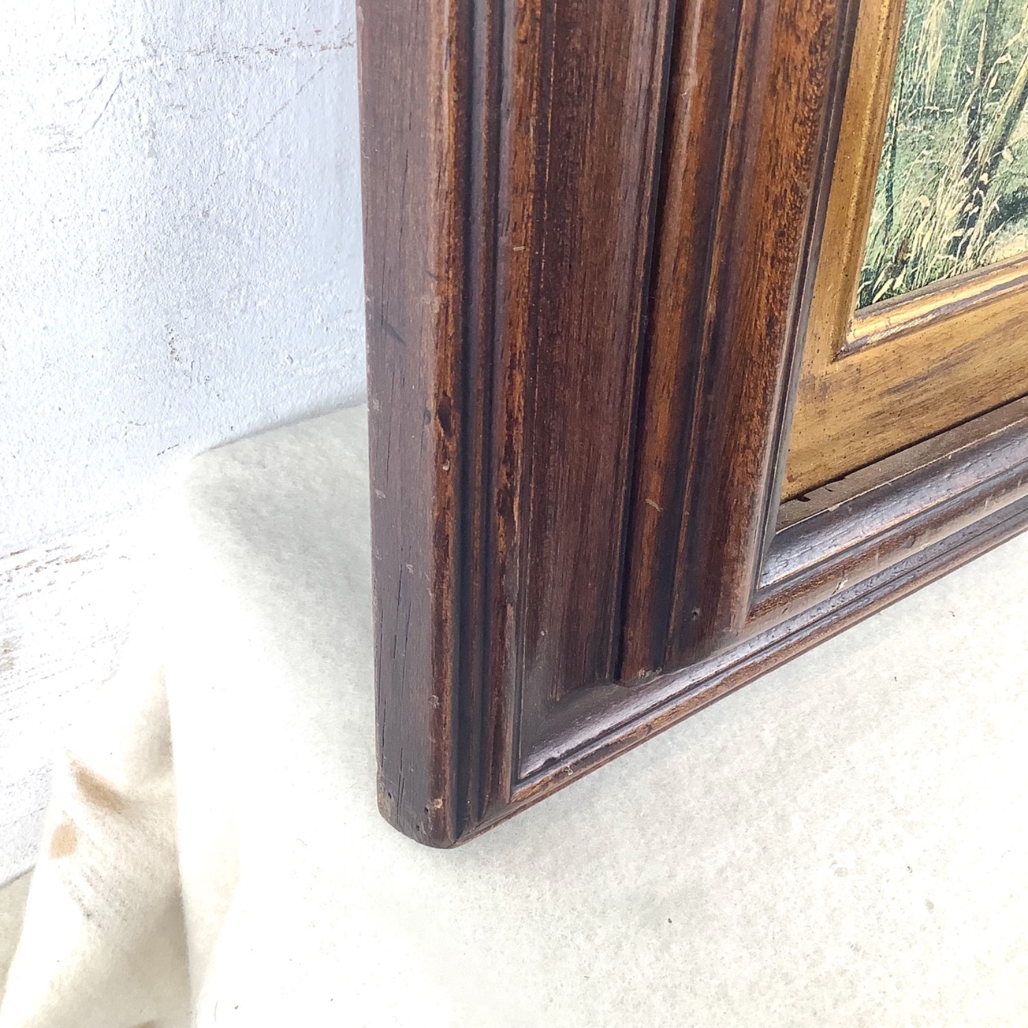 Antique Winter Village Scene in Gilt Wood Frame - image-16