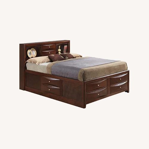 Used Glory Furniture Dark Brown Wood Queen Bed for sale on AptDeco