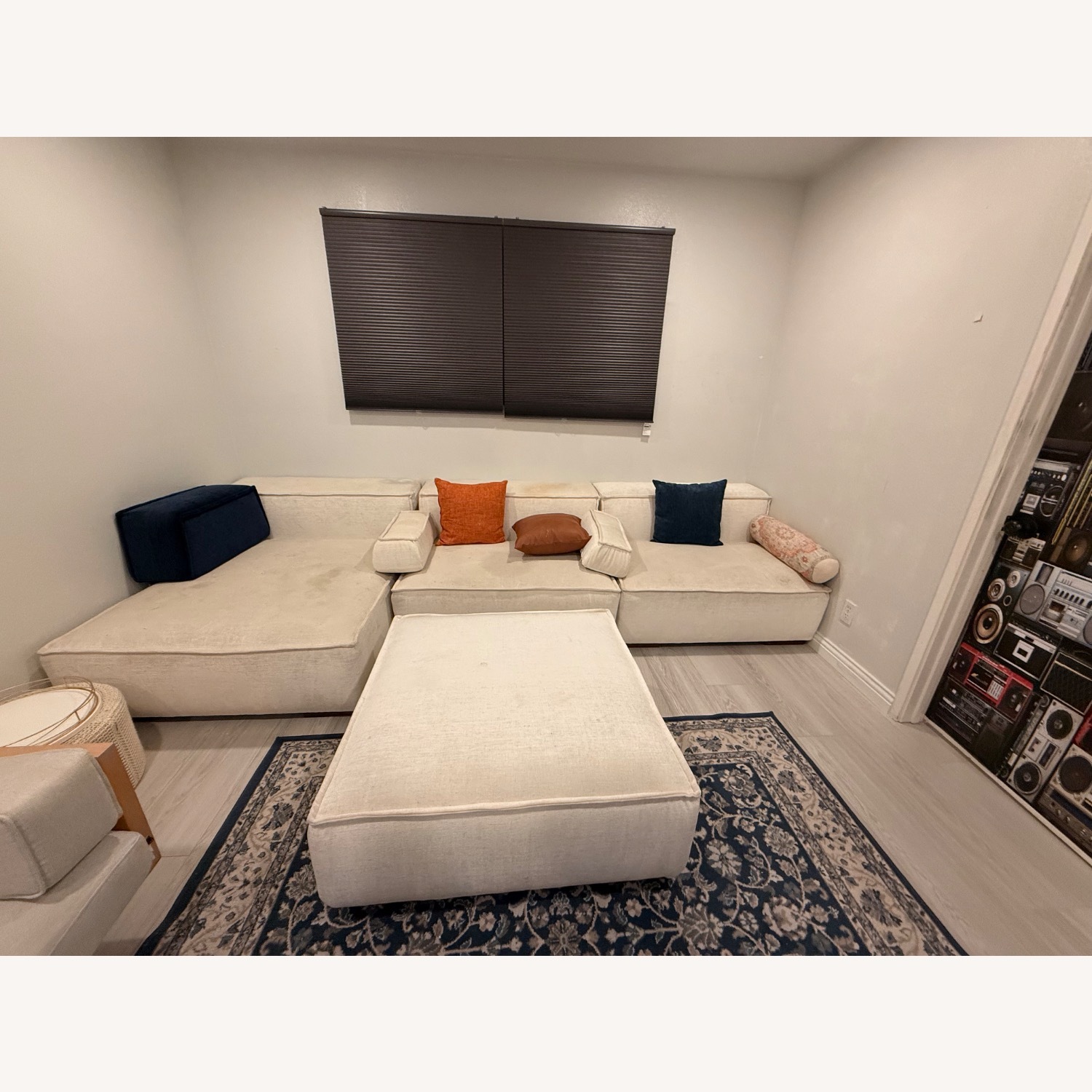 White Fabric 3+ Piece Sectional - image-2