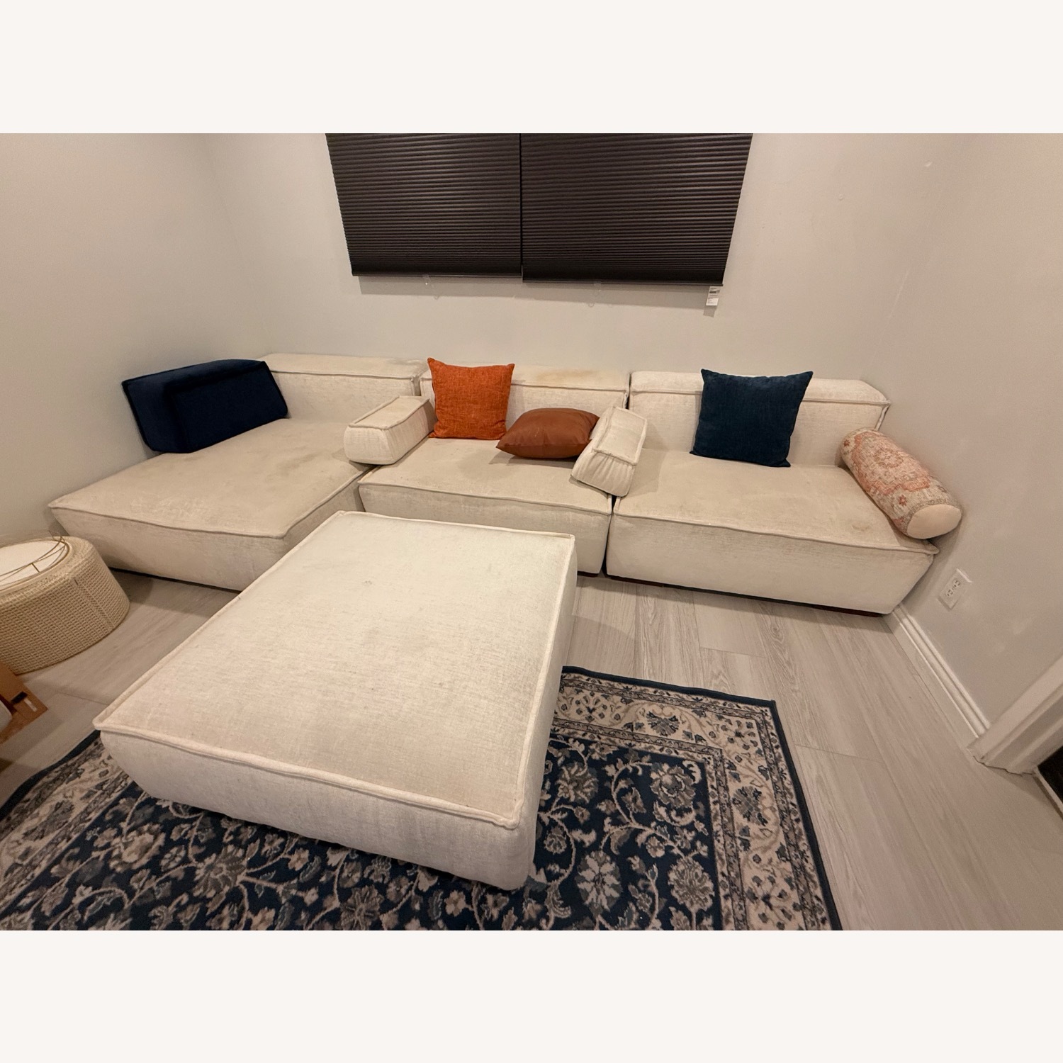 White Fabric 3+ Piece Sectional - image-3