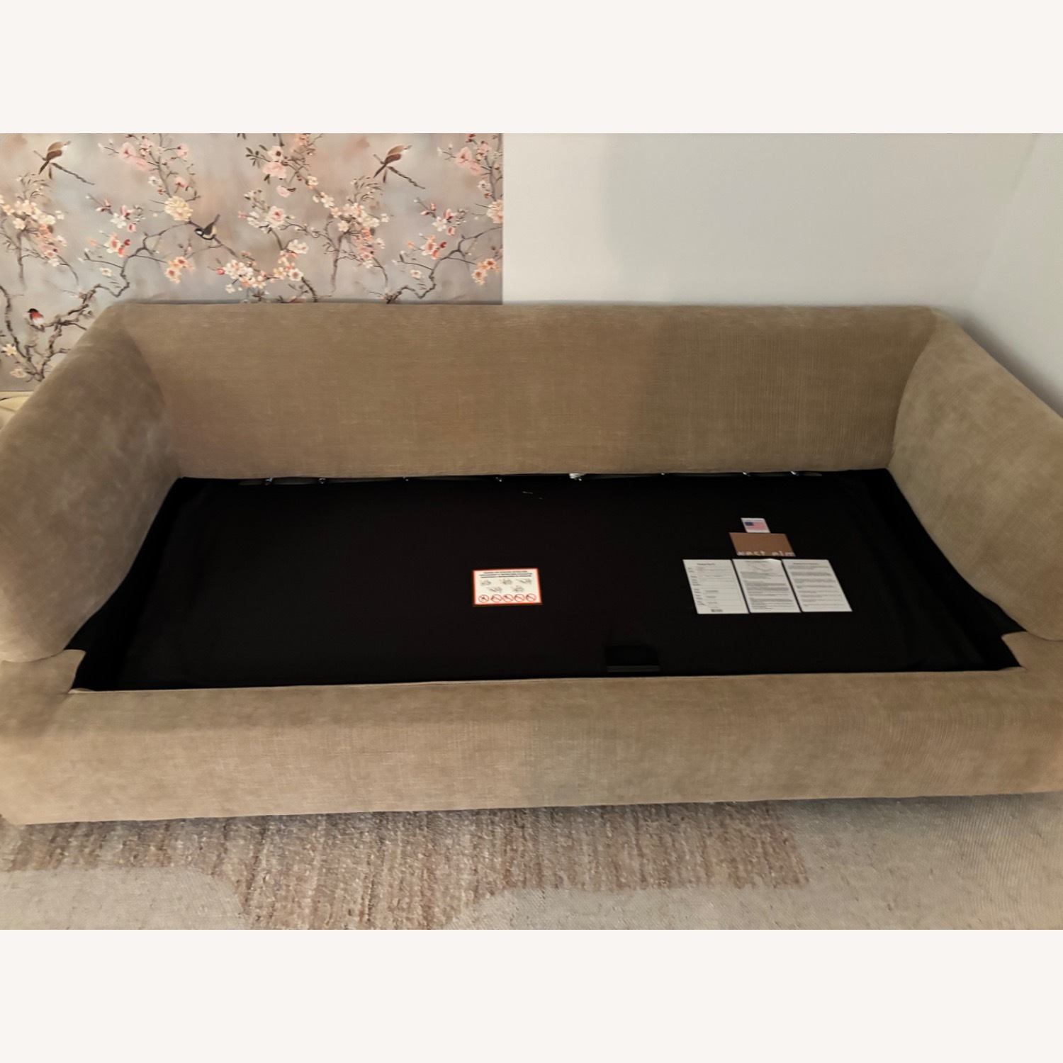 West Elm Haven Light Brown Chenille Sleeper Sofa - image-3