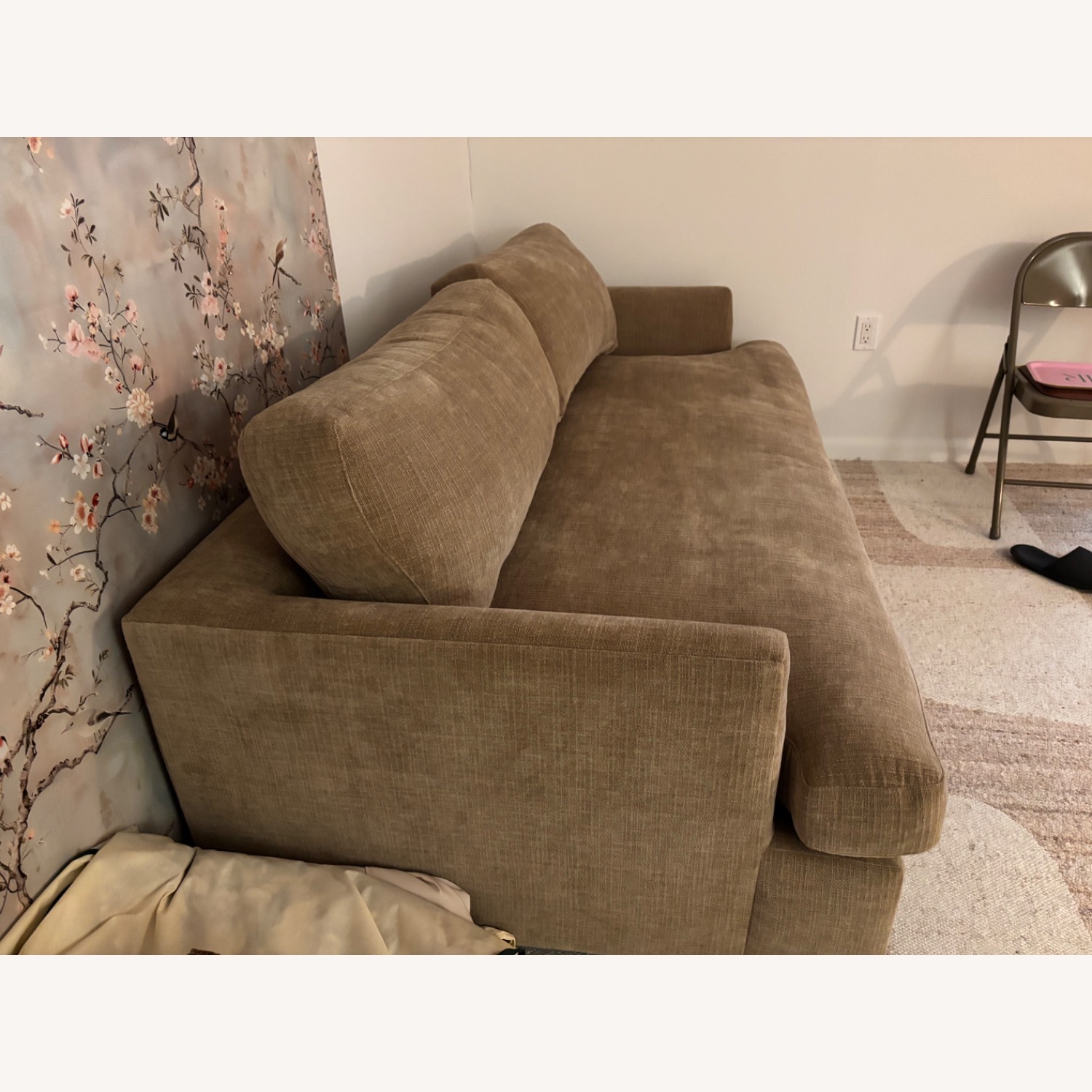 West Elm Haven Light Brown Chenille Sleeper Sofa - image-2