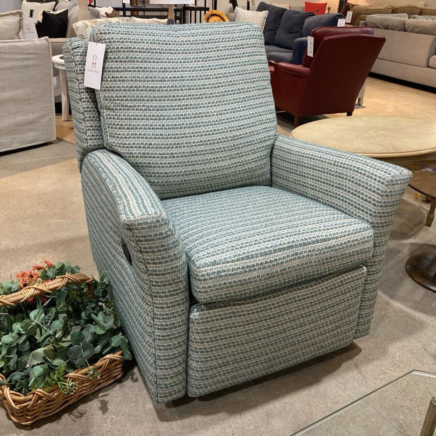 Century Custom Fabric Swivel Glider Recliner - image-1